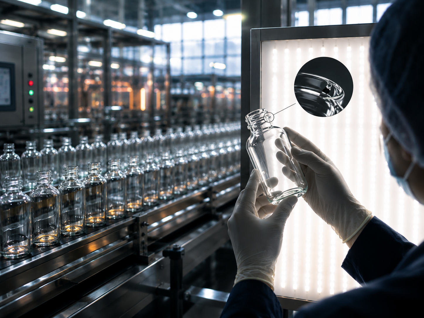 Defective bottle quality control on line