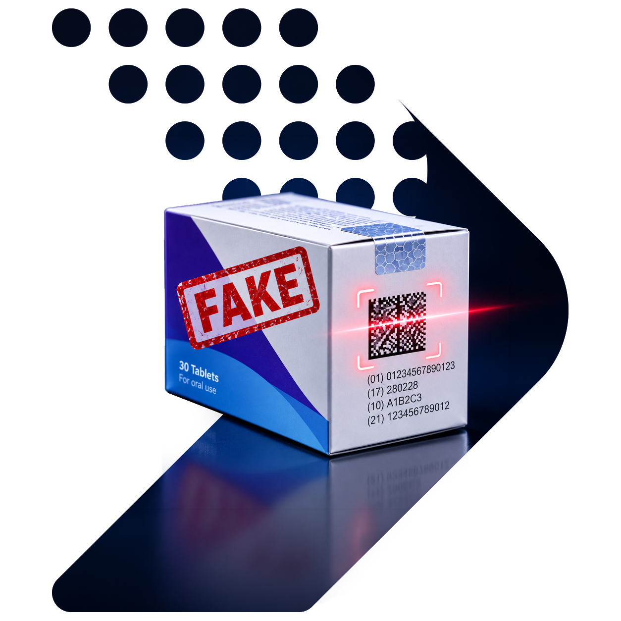 EU FMD DataMatrix and Anti-Tampering Device on a pharmaceutical carton